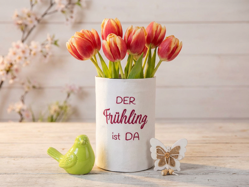 Der Frühling ist da mit Ranke - Vollstick Stickdatei